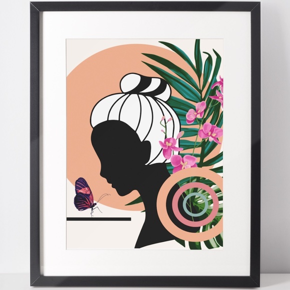 Other - Modern Wall Art Print Butterfly Girl Unframed